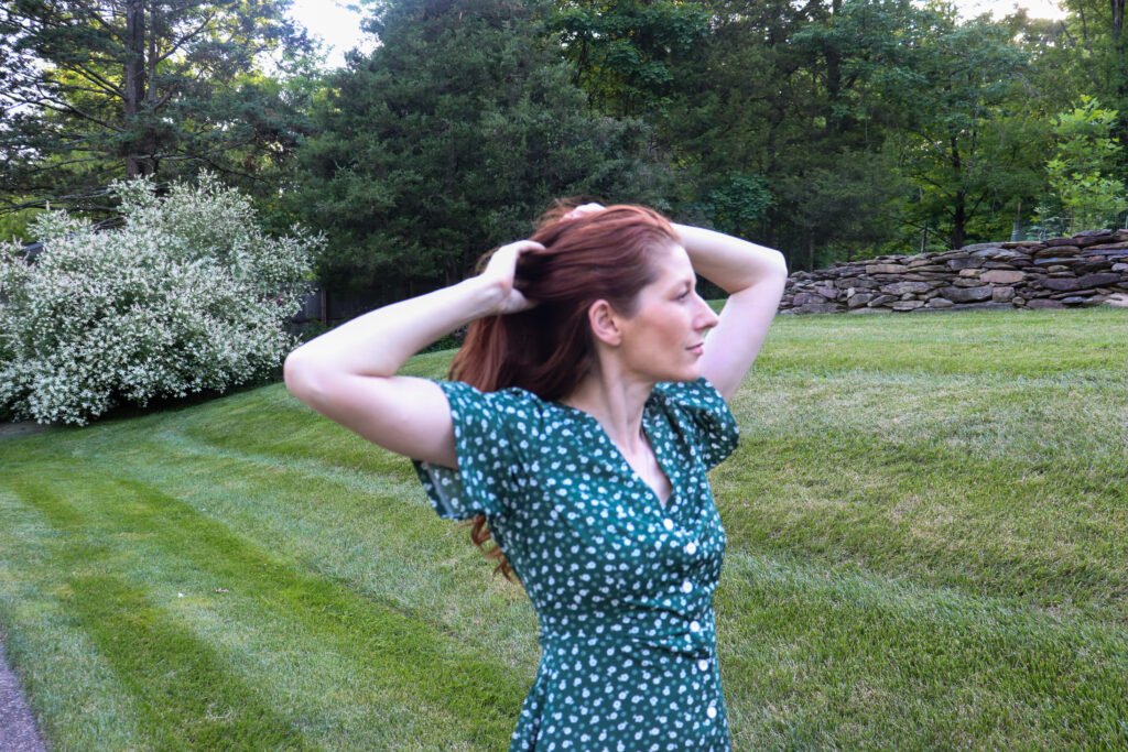 jenny on hillside in summer