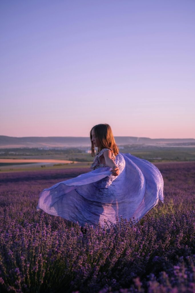 Woman in Dress on Meadow